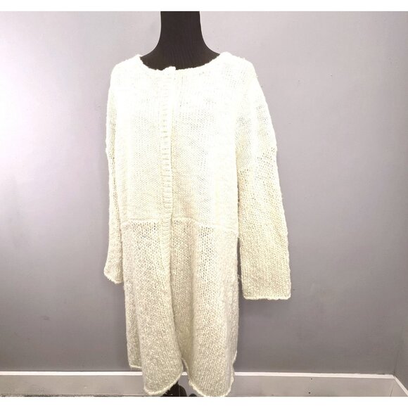 Sundance Neve Duster Cardigan Wool Sweater XL Petite PXL Beige Cream Snap Long - Picture 4 of 7
